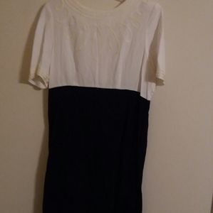 Vintage white and black empire waist dress